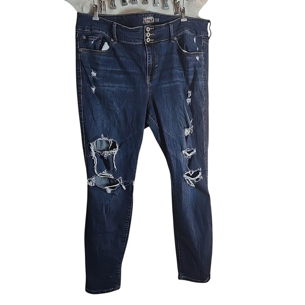 Torrid Jegging Super Soft Skinny 20R High-Rise Destructed Jeans Casual School